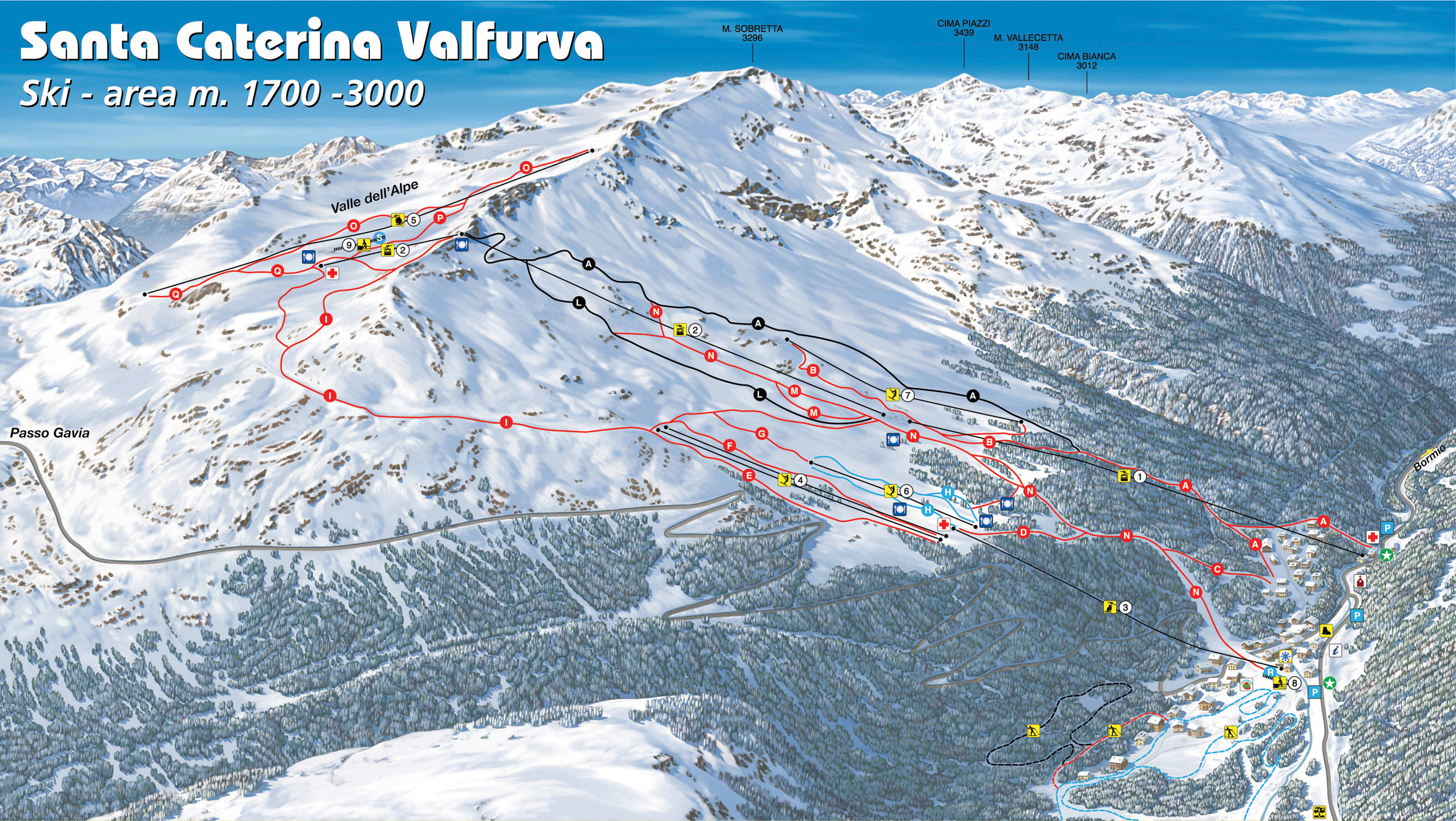 Plan des pistes de ski Italie Santa Caterina