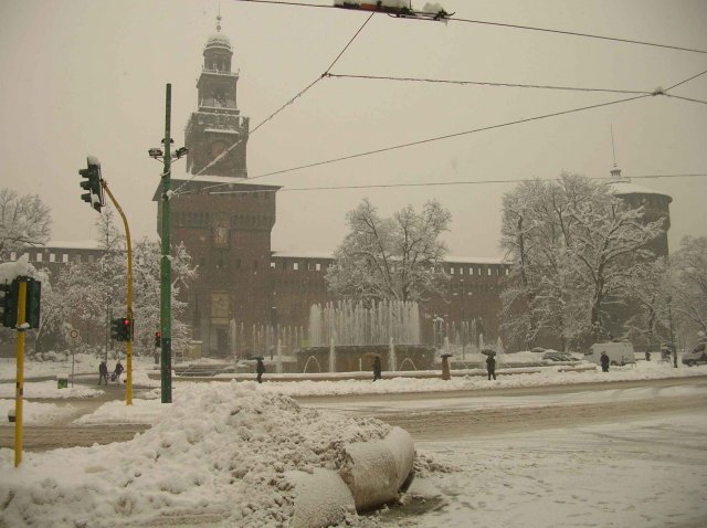 paysage de Milan sous la neige