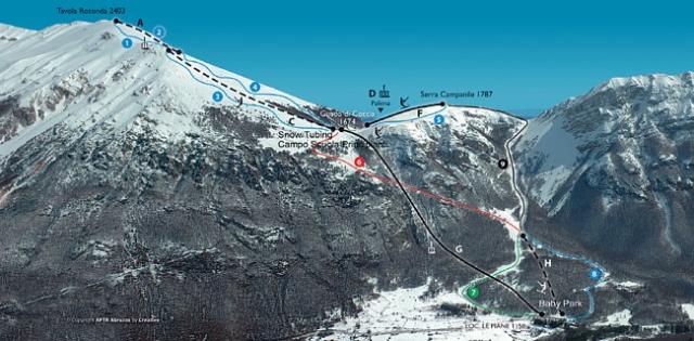 Plan des pistes de Campo di Giove entre Rome et Pescara