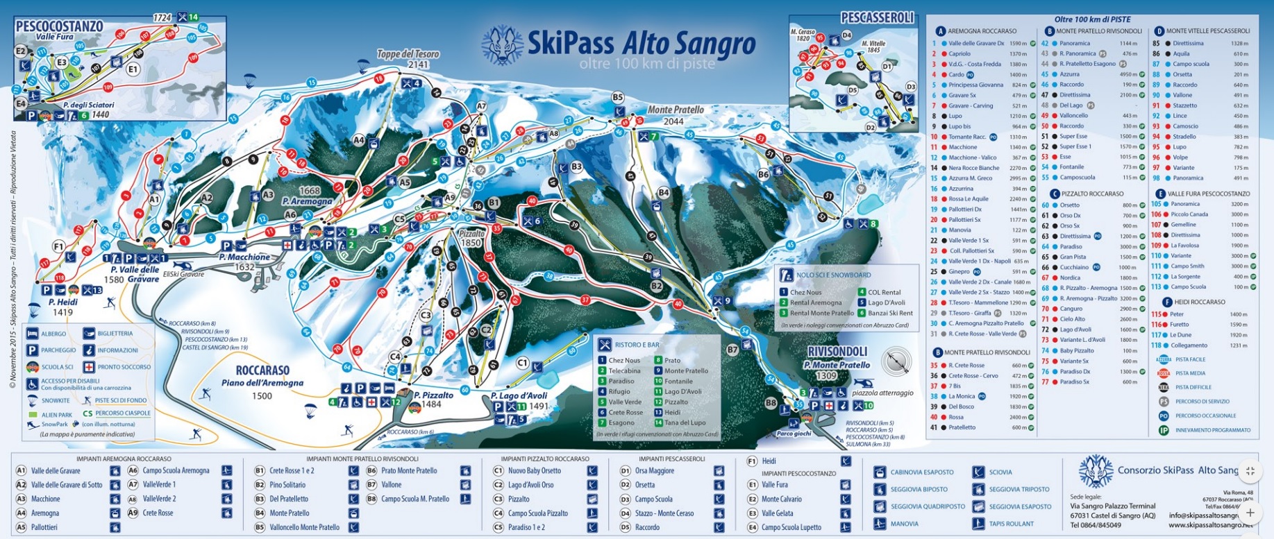 Plan des pistes de la grande station du centre de l'Italie