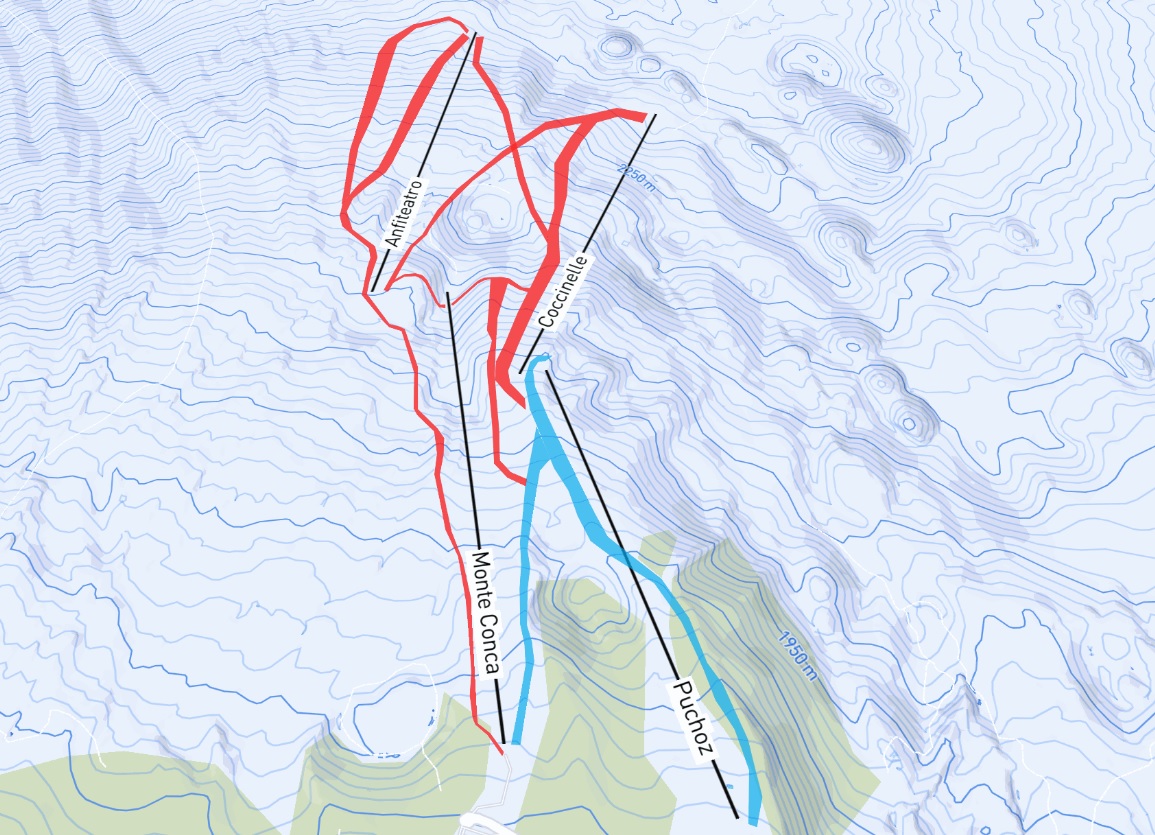 Plan des pistes nord etna Sicile